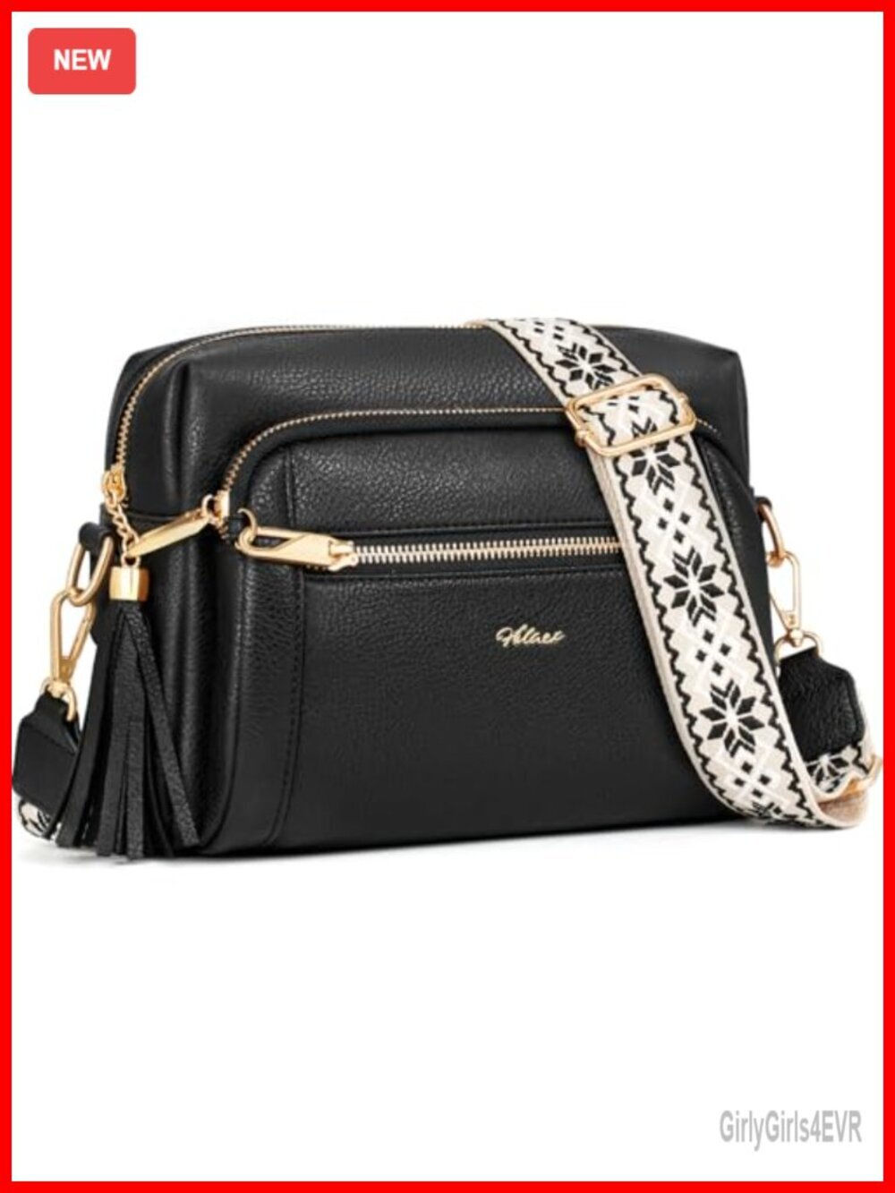 Small Faux Leather Crossbody Bag with Anti-Theft Zippers and Tassel